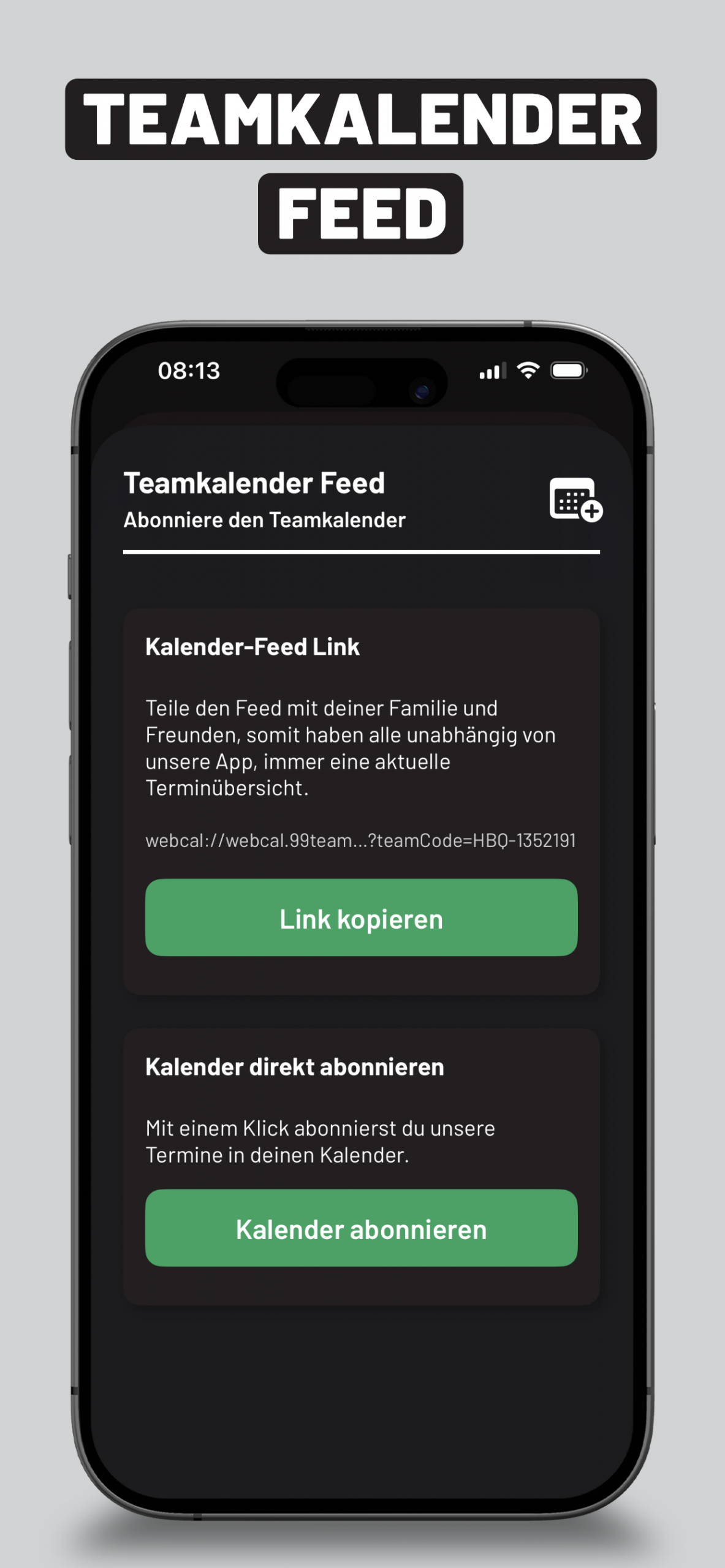 App Teamkalender Feed